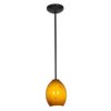 Foto para 18w Brandy FireBird Glass Pendant GU-24 Spiral Fluorescent Dry Location Oil Rubbed Bronze Amber Sky Glass 9"Ø6" (CAN 1.25"Ø5.25")