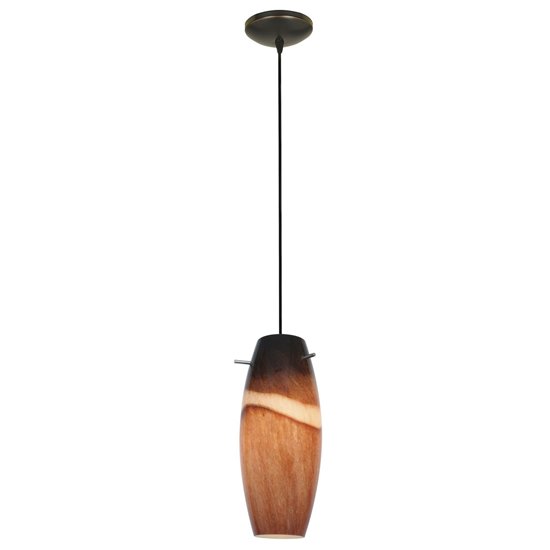 Picture of 18w Cabernet Glass Pendant GU-24 Spiral Fluorescent Dry Location Oil Rubbed Bronze Amber Slate Glass 12"Ø4.9" (CAN 1.25"Ø5.25")