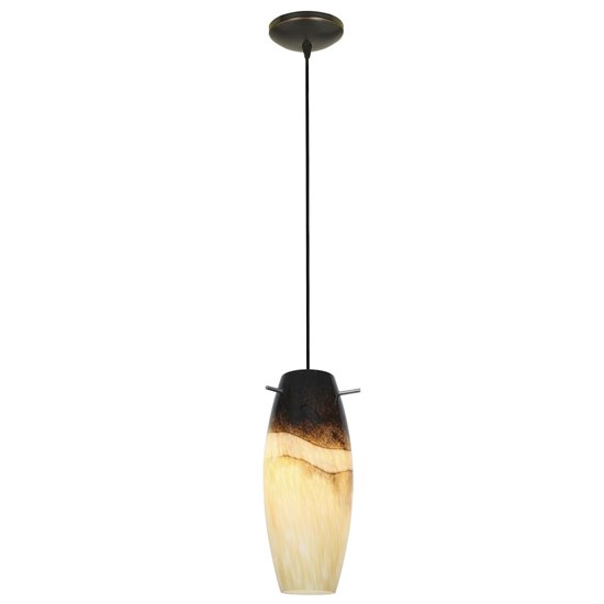 Foto para 18w Cabernet Glass Pendant GU-24 Spiral Fluorescent Dry Location Oil Rubbed Bronze Sand Slate Glass 12"Ø4.9" (CAN 1.25"Ø5.25")