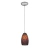 Foto para 18w Champagne Glass Pendant GU-24 Spiral Fluorescent Dry Location Brushed Steel Brown Stone Glass 9"Ø5" (CAN 1.25"Ø5.25")