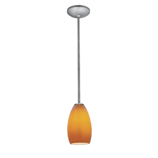 Picture of 18w Champagne Glass Pendant GU-24 Spiral Fluorescent Dry Location Brushed Steel Maya Glass 9"Ø5" (CAN 1.25"Ø5.25")