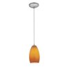 Foto para 18w Champagne Glass Pendant GU-24 Spiral Fluorescent Dry Location Brushed Steel Maya Glass 9"Ø5" (CAN 1.25"Ø5.25")