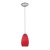 Picture of 18w Champagne Glass Pendant GU-24 Spiral Fluorescent Dry Location Brushed Steel Red Glass 9"Ø5" (CAN 1.25"Ø5.25")