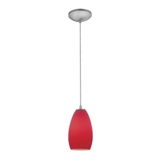 Picture of 18w Champagne Glass Pendant GU-24 Spiral Fluorescent Dry Location Brushed Steel Red Glass 9"Ø5" (CAN 1.25"Ø5.25")