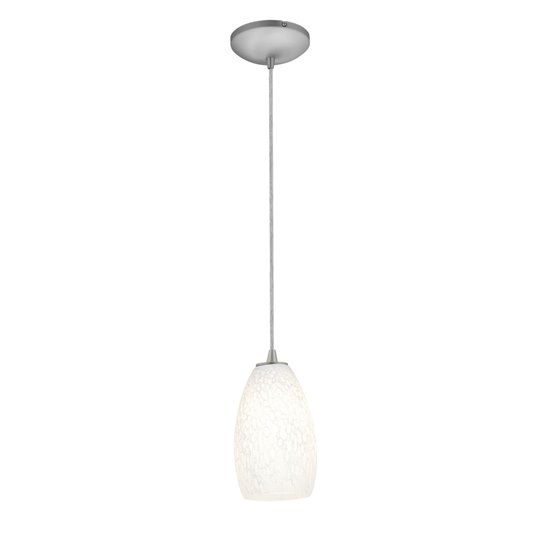 Picture of 18w Champagne Glass Pendant GU-24 Spiral Fluorescent Dry Location Brushed Steel White Stone Glass 9"Ø5" (CAN 1.25"Ø5.25")