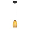 Picture of 18w Champagne Glass Pendant GU-24 Spiral Fluorescent Dry Location Oil Rubbed Bronze Amber Stone Glass 9"Ø5" (CAN 1.25"Ø5.25")