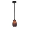 Foto para 18w Champagne Glass Pendant GU-24 Spiral Fluorescent Dry Location Oil Rubbed Bronze Brown Stone Glass 9"Ø5" (CAN 1.25"Ø5.25")