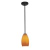 Foto para 18w Champagne Glass Pendant GU-24 Spiral Fluorescent Dry Location Oil Rubbed Bronze Maya Glass 9"Ø5" (CAN 1.25"Ø5.25")