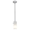 Foto para 18w Cylinder Glass Pendant GU-24 Spiral Fluorescent Dry Location Brushed Steel Opal Glass 10"Ø4" (CAN 1.25"Ø5.25")