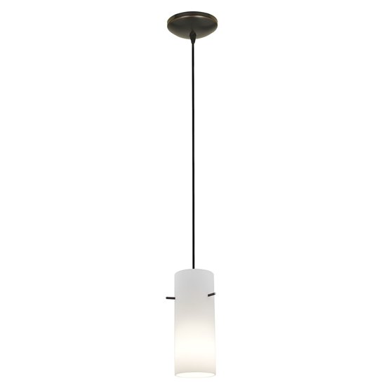 Foto para 18w Cylinder Glass Pendant GU-24 Spiral Fluorescent Dry Location Oil Rubbed Bronze Opal Glass 10"Ø4" (CAN 1.25"Ø5.25")