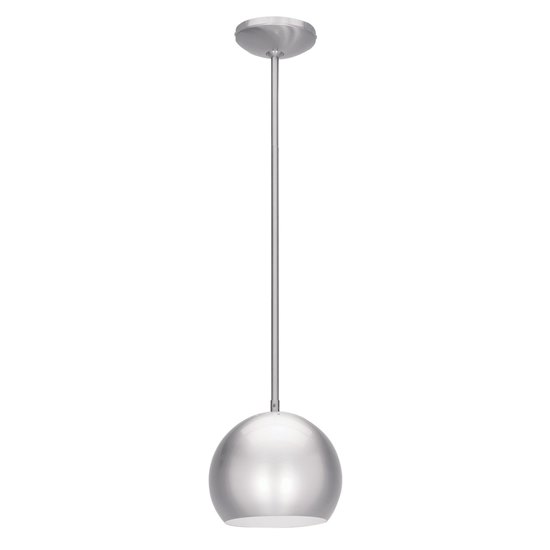 Foto para 18w DecoBall GU-24 Spiral Fluorescent Dry Location Brushed Steel Ball Pendant 8" (CAN 1.25"Ø5.25")