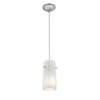 Picture of 18w Glass`n Glass  Cylinder Pendant GU-24 Spiral Fluorescent Dry Location Brushed Steel Clear Opal Glass 10"Ø4.5" (CAN 1.25"Ø5.25")