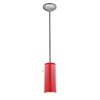 Picture of 18w Glass`n Glass  Cylinder Pendant GU-24 Spiral Fluorescent Dry Location Brushed Steel Clear Red Glass 10"Ø4.5" (CAN 1.25"Ø5.25")