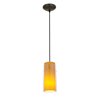 Foto para 18w Glass`n Glass  Cylinder Pendant GU-24 Spiral Fluorescent Dry Location Oil Rubbed Bronze Clear Amber Glass 10"Ø4.5" (CAN 1.25"Ø5.25")