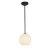 Picture of 18w M Japanese Lantern Glass Pendant GU-24 Spiral Fluorescent Dry Location Oil Rubbed Bronze White Lined Glass 10"Ø10" (CAN 1.25"Ø5.25")