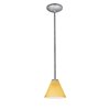 Picture of 18w Martini Glass Pendant GU-24 Spiral Fluorescent Dry Location Brushed Steel Amber Glass 6"Ø7" (CAN 1.25"Ø5.25")