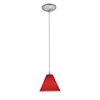 Picture of 18w Martini Glass Pendant GU-24 Spiral Fluorescent Dry Location Brushed Steel Red Glass 6"Ø7" (CAN 1.25"Ø5.25")