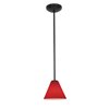 Picture of 18w Martini Glass Pendant GU-24 Spiral Fluorescent Dry Location Oil Rubbed Bronze Red Glass 6"Ø7" (CAN 1.25"Ø5.25")