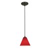 Foto para 18w Martini Glass Pendant GU-24 Spiral Fluorescent Dry Location Oil Rubbed Bronze Red Glass 6"Ø7" (CAN 1.25"Ø5.25")