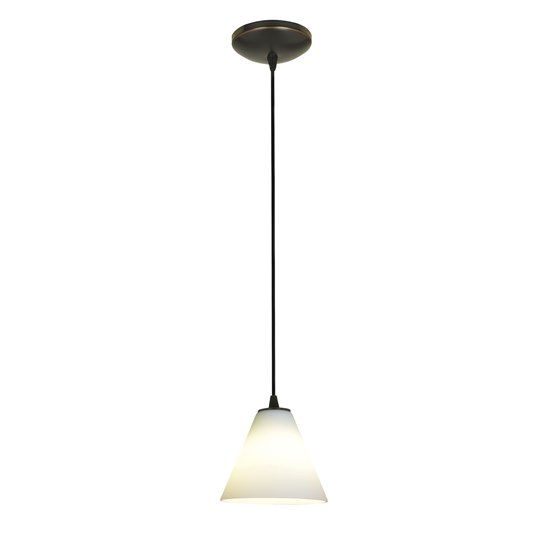 Picture of 18w Martini Glass Pendant GU-24 Spiral Fluorescent Dry Location Oil Rubbed Bronze White Glass 6"Ø7" (CAN 1.25"Ø5.25")