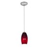 Picture of 18w Merlot Glass Pendant GU-24 Spiral Fluorescent Dry Location Brushed Steel Red Sky Glass 8"Ø3.5" (CAN 1.25"Ø5.25")