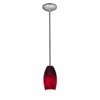 Picture of 18w Merlot Glass Pendant GU-24 Spiral Fluorescent Dry Location Brushed Steel Red Sky Glass 8"Ø3.5" (CAN 1.25"Ø5.25")