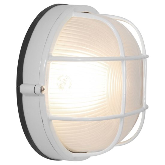 Foto para 18w Nauticus GU-24 Spiral Fluorescent White Frosted Wet Location Bulkhead Ø9.5" (CAN 1"Ø9.5")