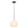 Picture of 18w Nitrogen GU-24 Spiral Fluorescent Dry Location Brushed Steel Opal Ball Pendant 8" (CAN 1.25"Ø5.25")