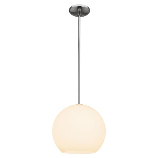 Picture of 18w Nitrogen GU-24 Spiral Fluorescent Dry Location Brushed Steel Opal Ball Pendant 10.5" (CAN 1.25"Ø5.25")