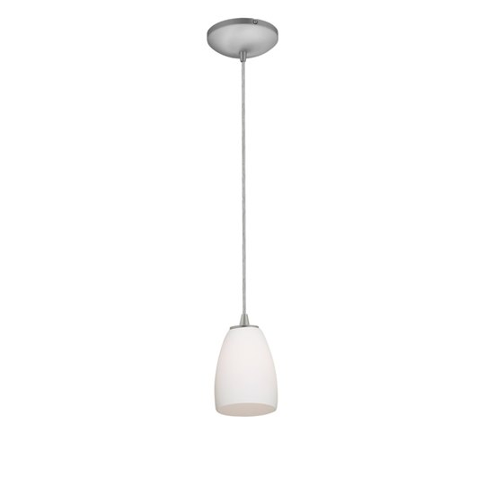 Foto para 18w Sherry Glass Pendant GU-24 Spiral Fluorescent Dry Location Brushed Steel Opal Glass 6"Ø4.5" (CAN 1.25"Ø5.25")