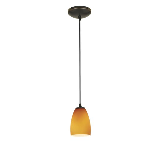 Foto para 18w Sherry Glass Pendant GU-24 Spiral Fluorescent Dry Location Oil Rubbed Bronze Amber Glass 6"Ø4.5" (CAN 1.25"Ø5.25")