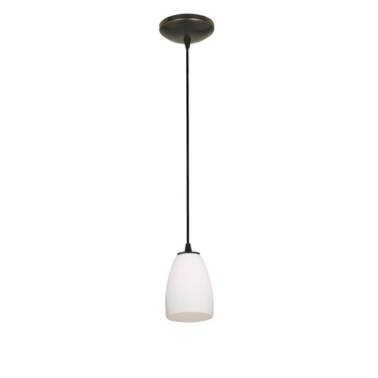 Foto para 18w Sherry Glass Pendant GU-24 Spiral Fluorescent Dry Location Oil Rubbed Bronze Opal Glass 6"Ø4.5" (CAN 1.25"Ø5.25")