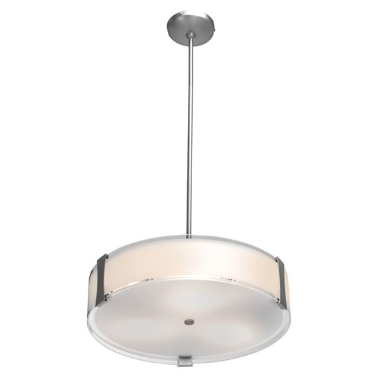 Foto para 225w (3 x 75) Tara E-26 A-19 Incandescent Damp Location Brushed Steel Opal Semi-Flush or Pendant (CAN 0.9"Ø5.1")