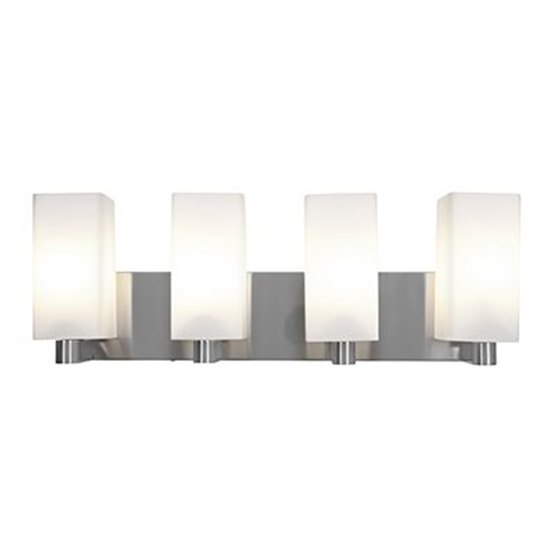 Picture of 240w (4 x 60) Archi E-26 A-19 Incandescent Damp Location Brushed Steel Opal Wall & Vanity (CAN 22.5"x4.75"x0.9")