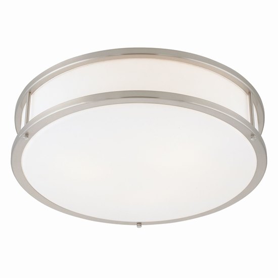 Foto para 24w Conga Module Damp Location Brushed Steel Opal Dimmable LED Flush-Mount