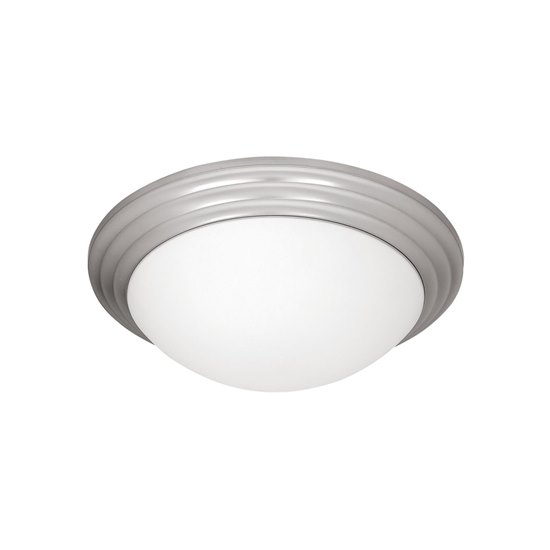 Picture of 60w Strata E-26 A-19 Incandescent Damp Location Brushed Steel Opal Flush-Mount