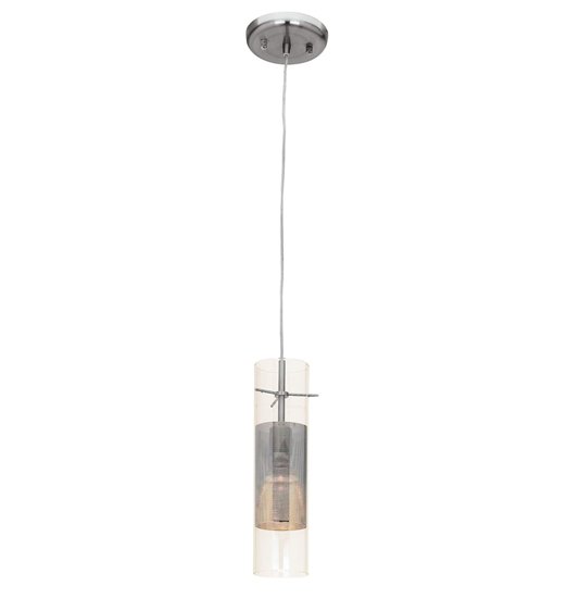 Picture of 35w Spartan GU-10 MR-16 Halogen Dry Location Brushed Steel Metal Mesh in Clear Glass Pendant (CAN 0.75"Ø5.1")