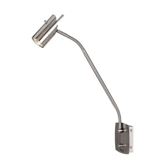 Picture of 35w Odyssey GU-10 MR-16 Halogen Dry Location Brushed Steel Wall Mounted Task Lamp with on/off switch (CAN 4.9"x4.9"x0.75")