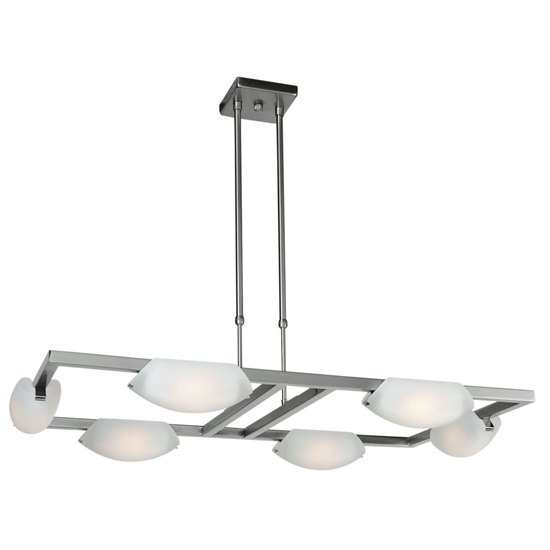 Picture of 600w (6 x 100) Nido R7s J-78 Halogen Dry Location Mat Chrome Frosted Adjustable Chandelier (CAN 5.5"x5.5"x0.5")