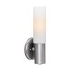 Foto para 60w Cobalt E-26 B-10 Incandescent Damp Location Brushed Steel Opal Wall Fixture (CAN 0.75"Ø5")