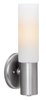 Foto para 60w Cobalt E-26 B-10 Incandescent Damp Location Brushed Steel Opal Wall Fixture (CAN 0.75"Ø5")