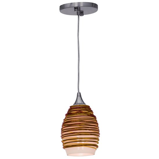 Picture of 60w Adele E-26 A-19 Incandescent Dry Location Brushed Steel Amber Glass Pendant (CAN 0.75"Ø5.25")