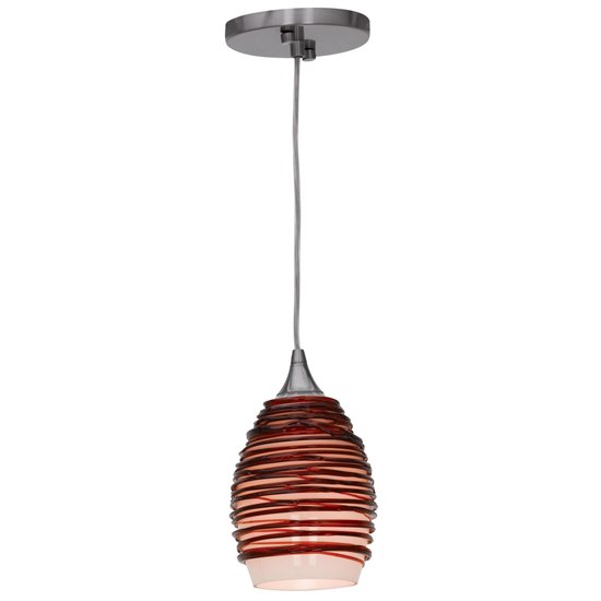 Picture of 60w Adele E-26 A-19 Incandescent Dry Location Brushed Steel Plum Glass Pendant (CAN 0.75"Ø5.25")