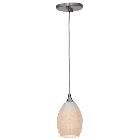 Picture of 60w Adele E-26 A-19 Incandescent Dry Location Brushed Steel White Glass Pendant (CAN 0.75"Ø5.25")