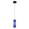 Foto para 35w Zeta GY6.35 Bi-Pin Halogen Dry Location Bronze Cobalt Low Voltage Pendant with Anari Silk (l) Glass