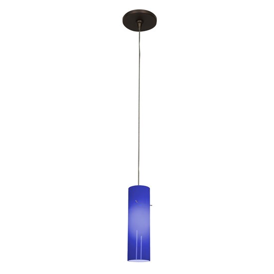 Picture of 35w Zeta GY6.35 Bi-Pin Halogen Dry Location Bronze Cobalt Low Voltage Pendant with Anari Silk (l) Glass