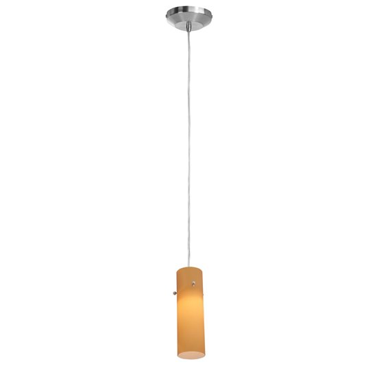 Picture of 40w Delta G9 G9 Halogen Dry Location Brushed Steel Amber Line Voltage Pendant with Anari Silk (l) Glass