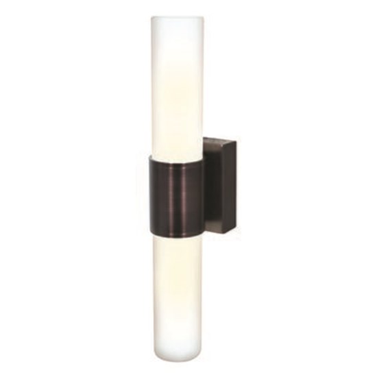 Picture of 36w (2 x 18) Aqueous 2G11 FT18DL Fluorescent Damp Location Oil Rubbed Bronze Opal Wall Fixture (CAN 5.9"x4.25"x1.75")