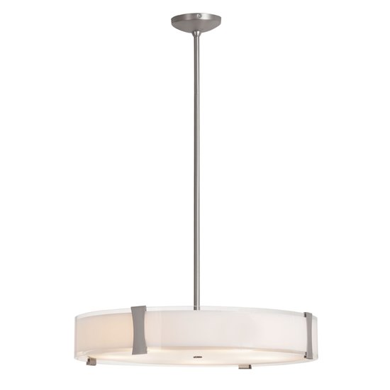 Foto para 300w (5 x 60) Tara E-26 A-19 Incandescent Damp Location Brushed Steel Opal Pendant (CAN 1.4"Ø5.1")