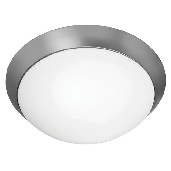 Foto para 39w (3 x 13) Cobalt GU-24 Spiral Fluorescent Damp Location Brushed Steel Opal Flush-Mount (CAN 1.5"Ø15")